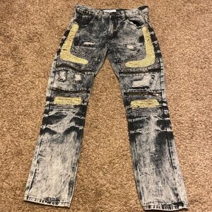 Track 23 Distressed Jeans Zippers & Gold Design Size Size 34x32